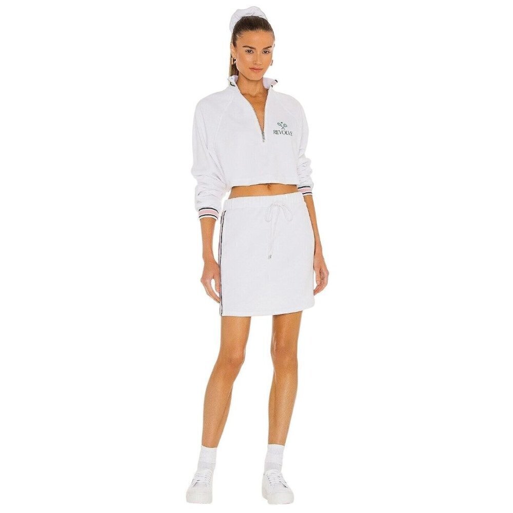 Revolve Tennis Club Drawstring Skirt in White Small New Womens Terry Cloth